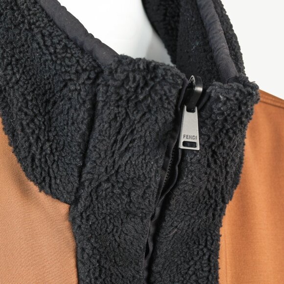Fendi Reversible Black Wool Fleece & Brown Patchwork Jacket - Picture 8 of 15